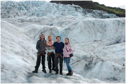 Lewis, Alex, Mike and me on Falljokull glacier
